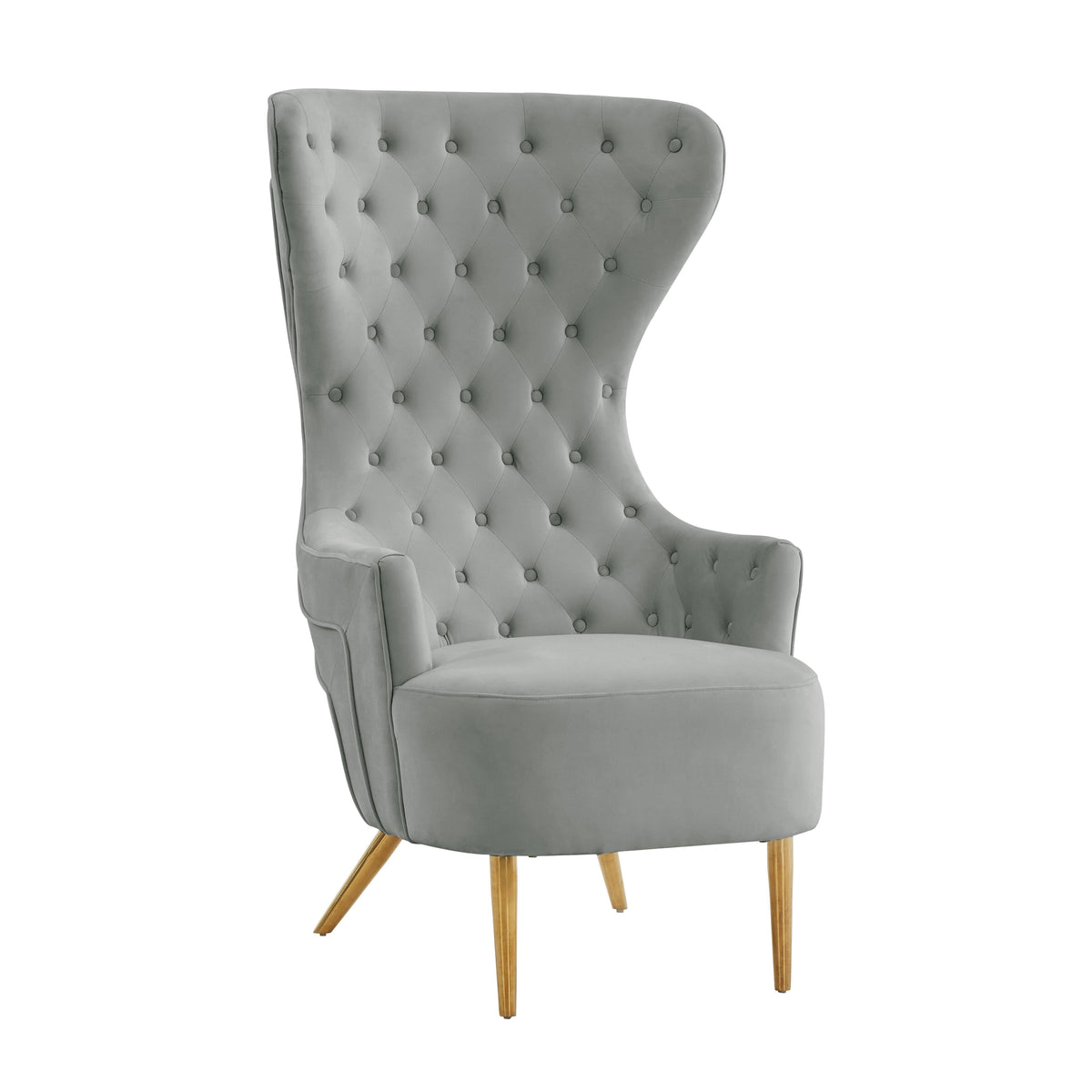 Jezebel Performance Velvet Wingback Accent Chair in Grey by TOV Furniture – photo 1 of 6