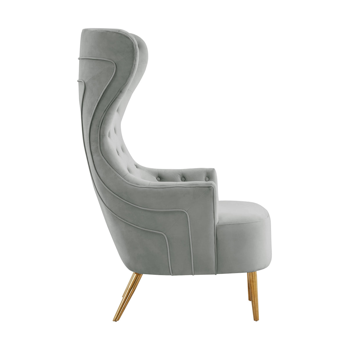 Jezebel Performance Velvet Wingback Accent Chair in Grey by TOV Furniture – photo 4 of 6