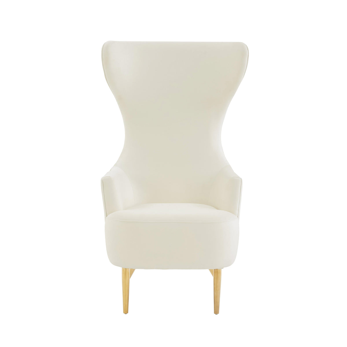 Julia Performance Velvet Channel Tufted Wingback Accent Chair in Cream by TOV Furniture – photo 3 of 7