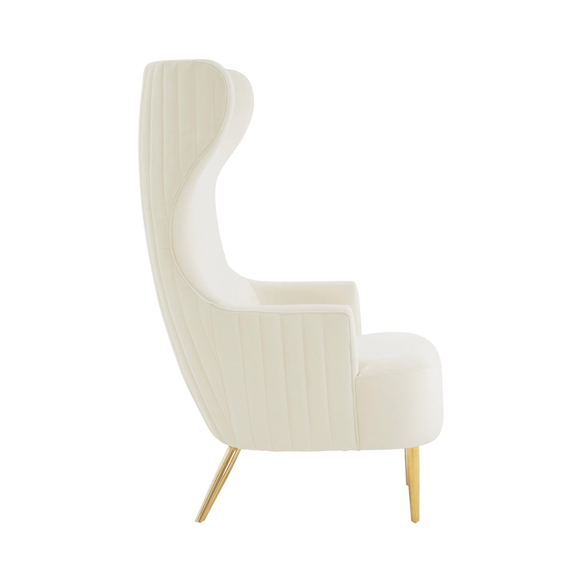 Julia Performance Velvet Channel Tufted Wingback Accent Chair in Cream by TOV Furniture – photo 4 of 7