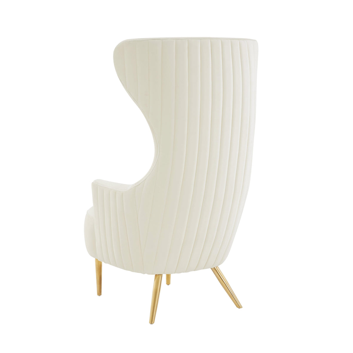 Julia Performance Velvet Channel Tufted Wingback Accent Chair in Cream by TOV Furniture – photo 5 of 7