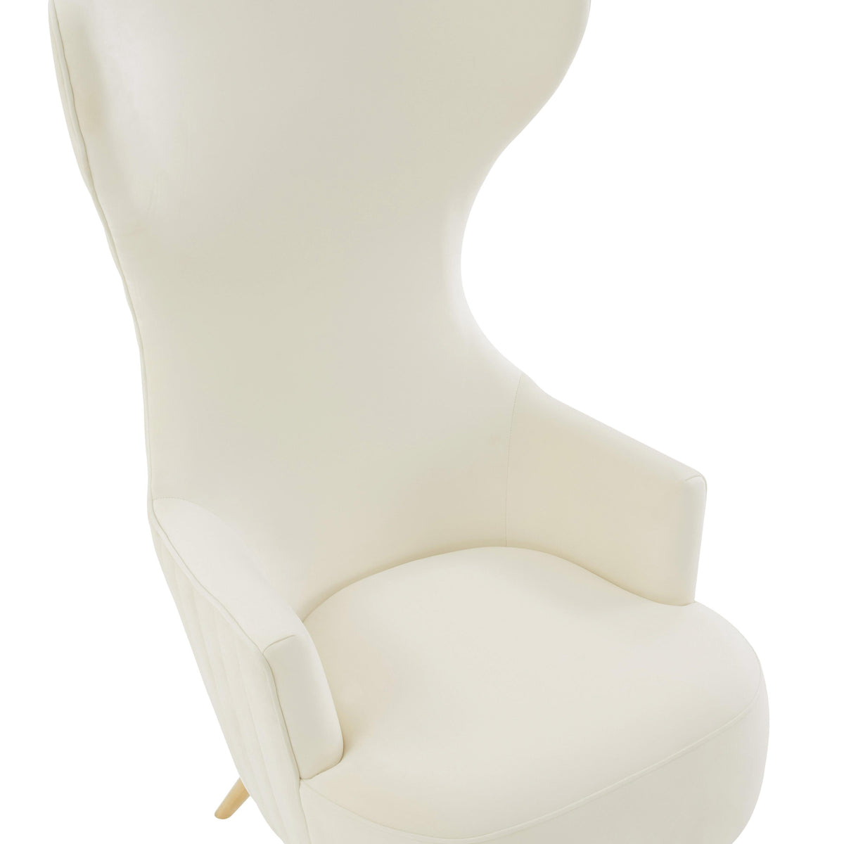 Julia Performance Velvet Channel Tufted Wingback Accent Chair in Cream by TOV Furniture – photo 6 of 7