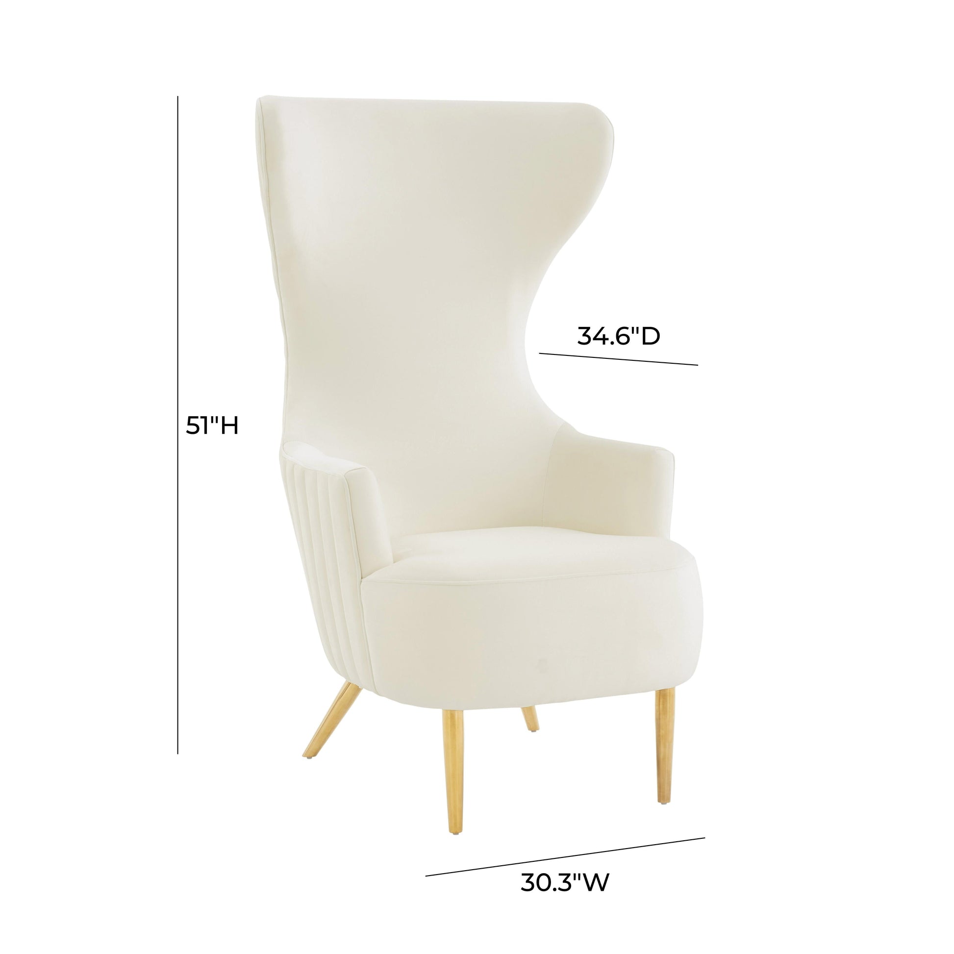 Julia Velvet Channel Tufted Wingback Chair by TOV Ihs68509