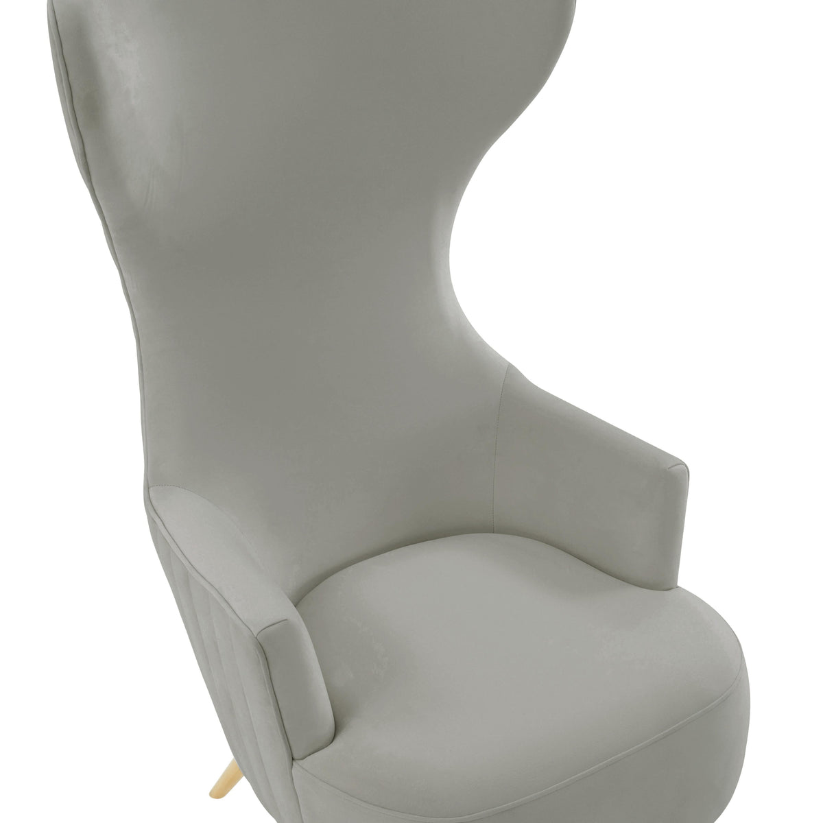Julia Performance Velvet Channel Tufted Wingback Accent Chair in Grey by TOV Furniture – photo 6 of 7