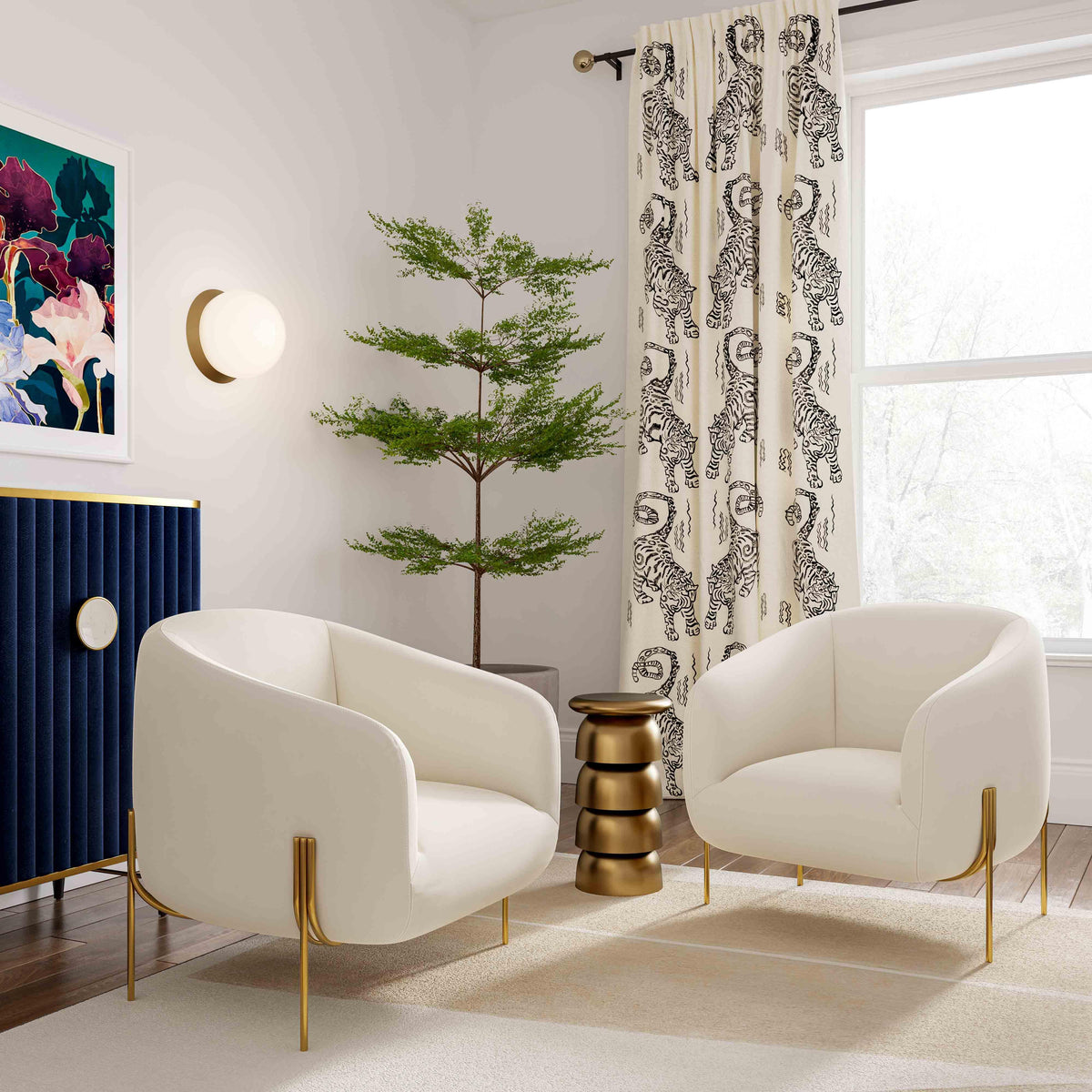 Kandra Performance Velvet Accent Chair in Cream by TOV Furniture – photo 2 of 6