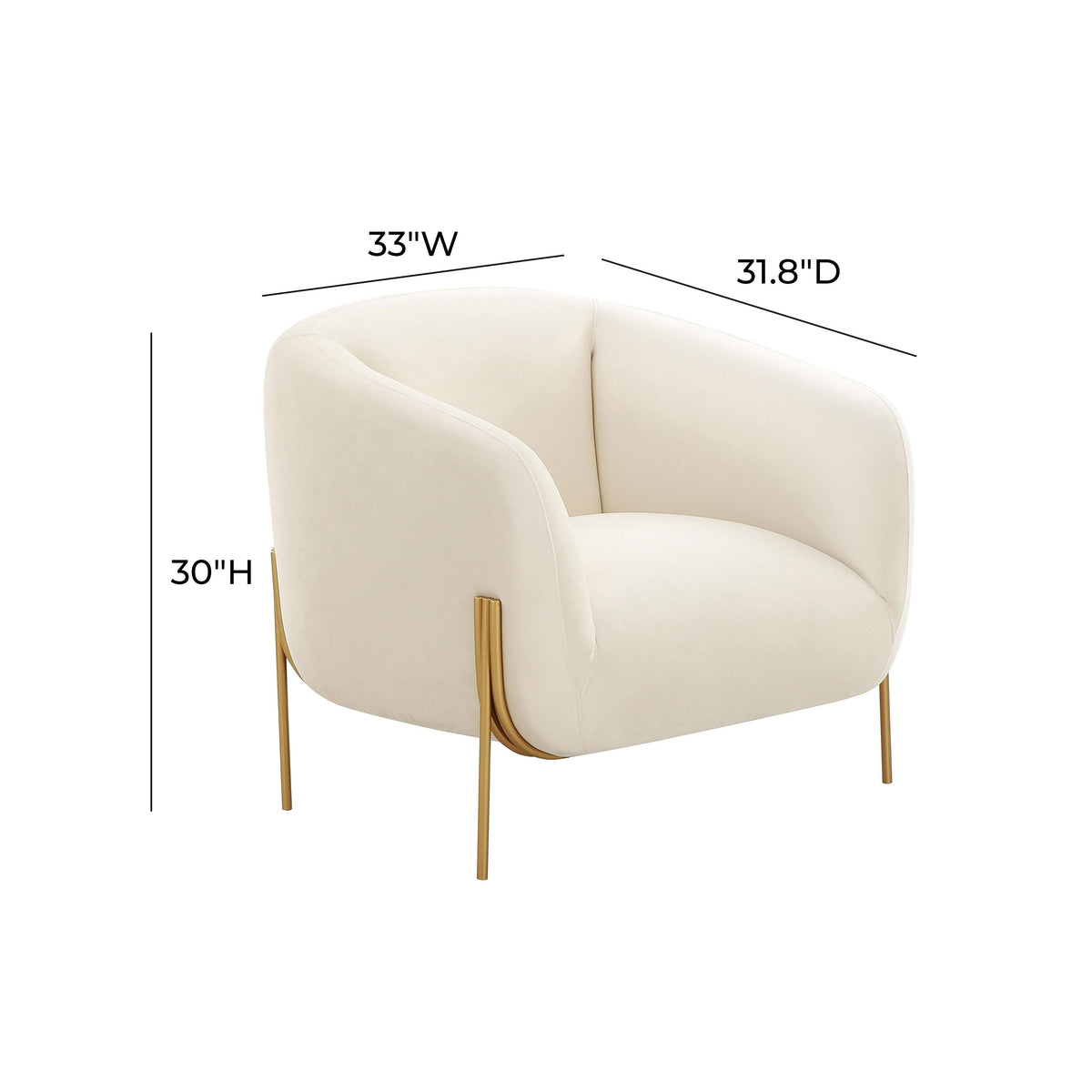 Kandra Performance Velvet Accent Chair in Cream by TOV Furniture – photo 6 of 6