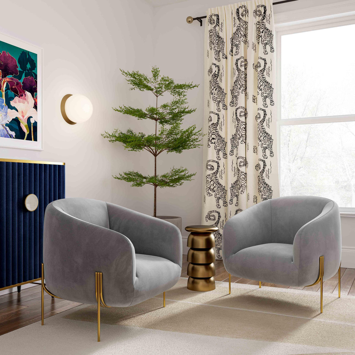 Kandra Performance Velvet Accent Chair in Grey by TOV Furniture – photo 2 of 6