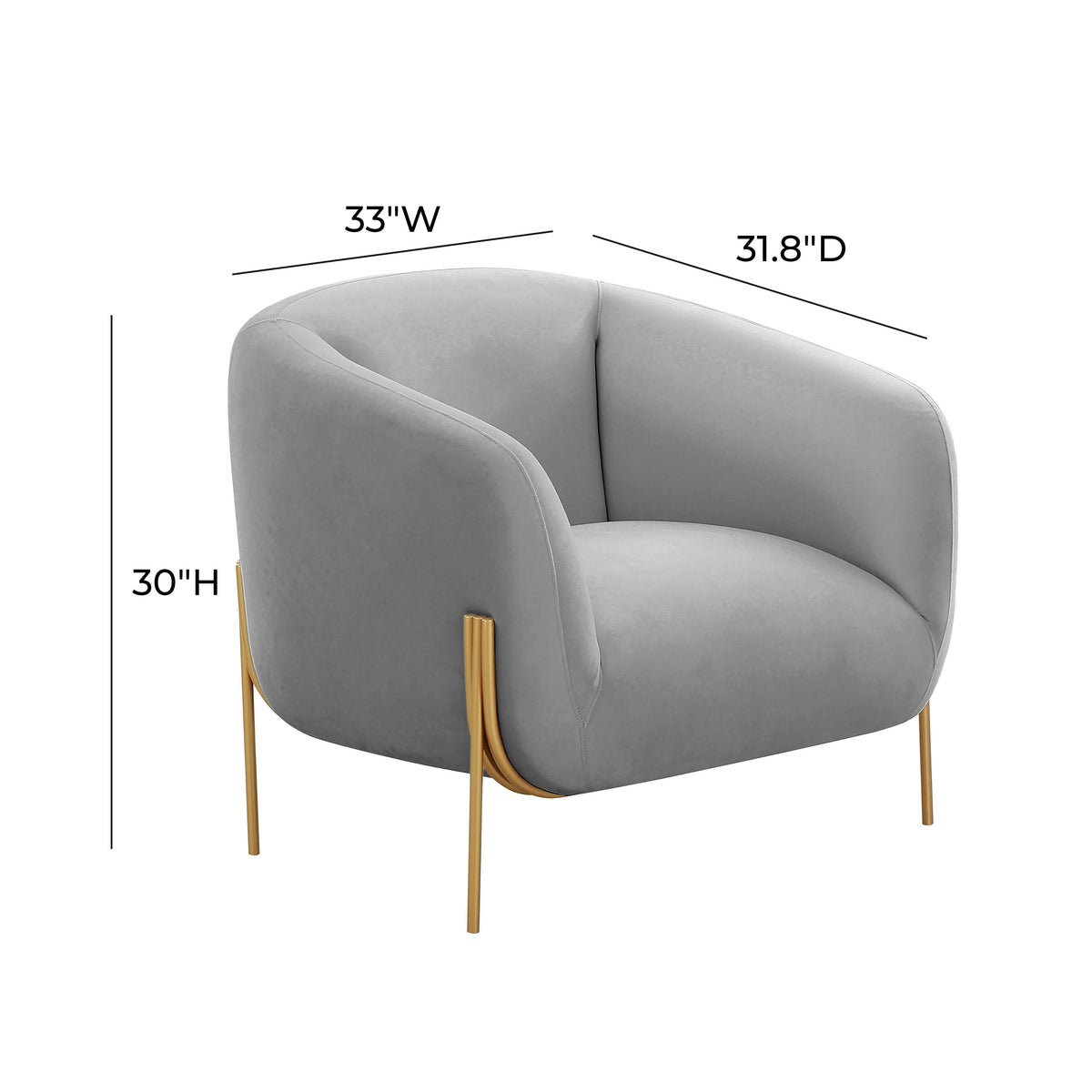 Kandra Performance Velvet Accent Chair in Grey by TOV Furniture – photo 6 of 6
