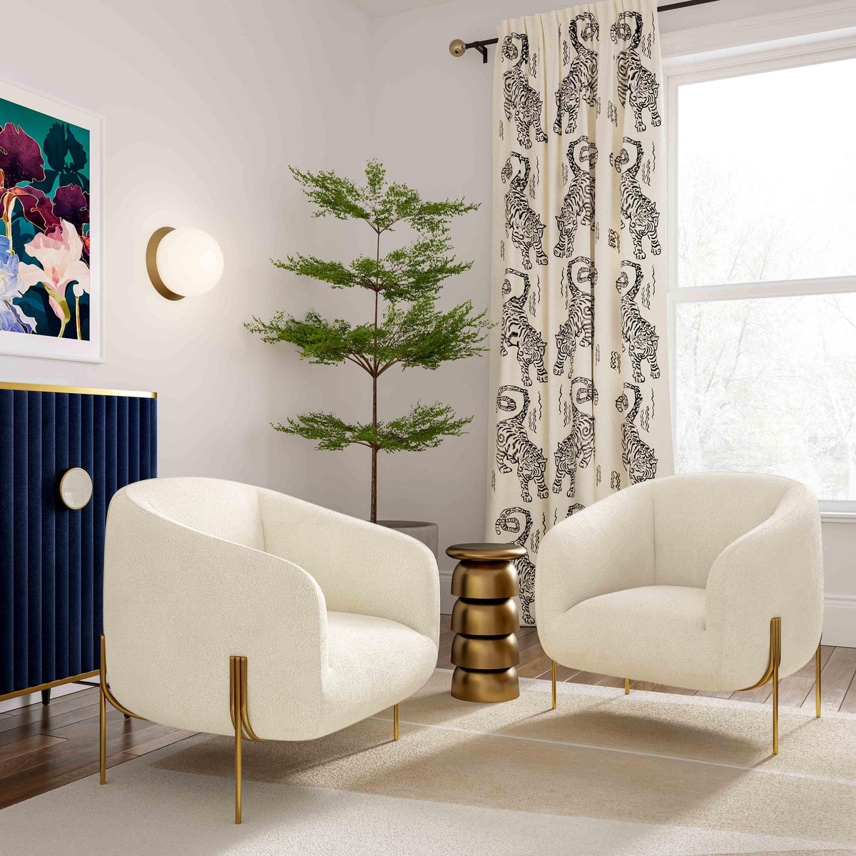Kandra Cream Performance Vegan Shearling Accent Chair by TOV Furniture – photo 2 of 6