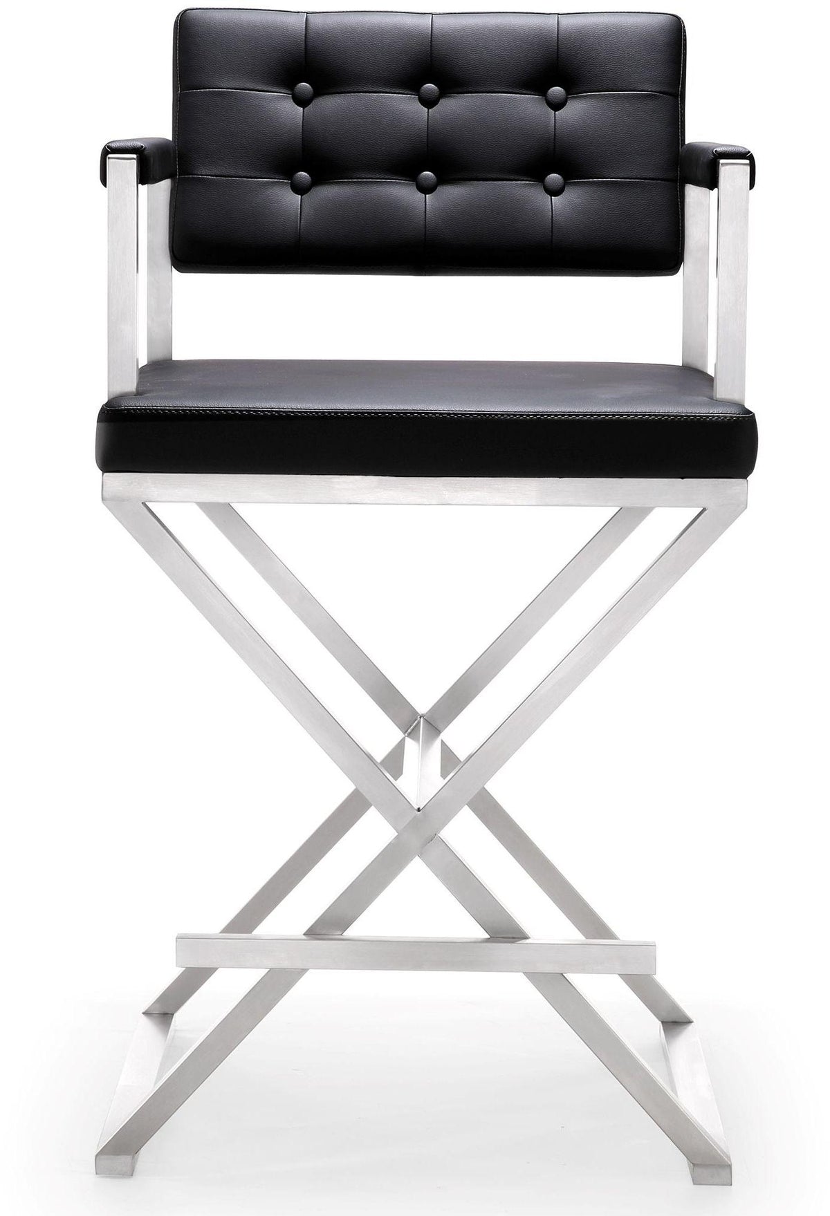 Director Black Performance Vegan Leather and Stainless Steel Counter Stool by TOV Furniture – photo 3 of 10