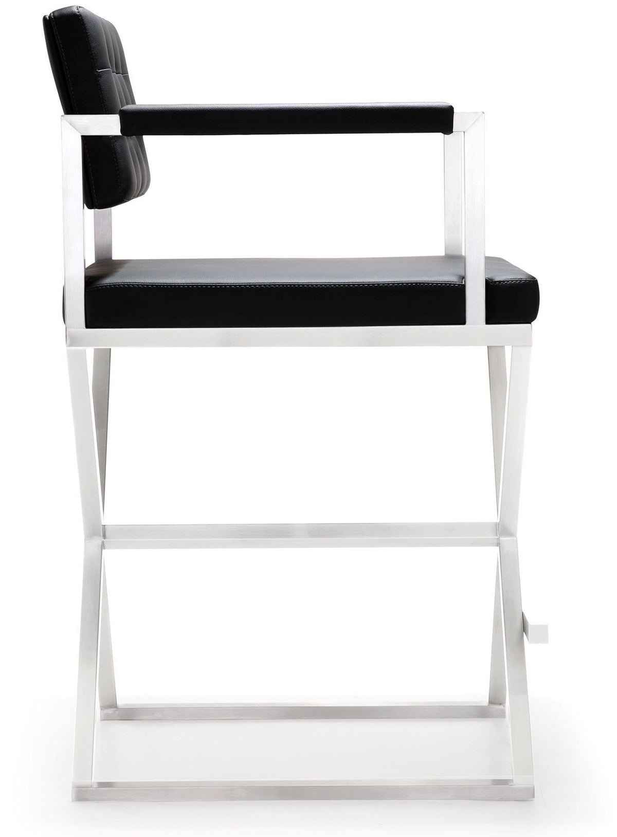 Director Black Performance Vegan Leather and Stainless Steel Counter Stool by TOV Furniture – photo 4 of 10