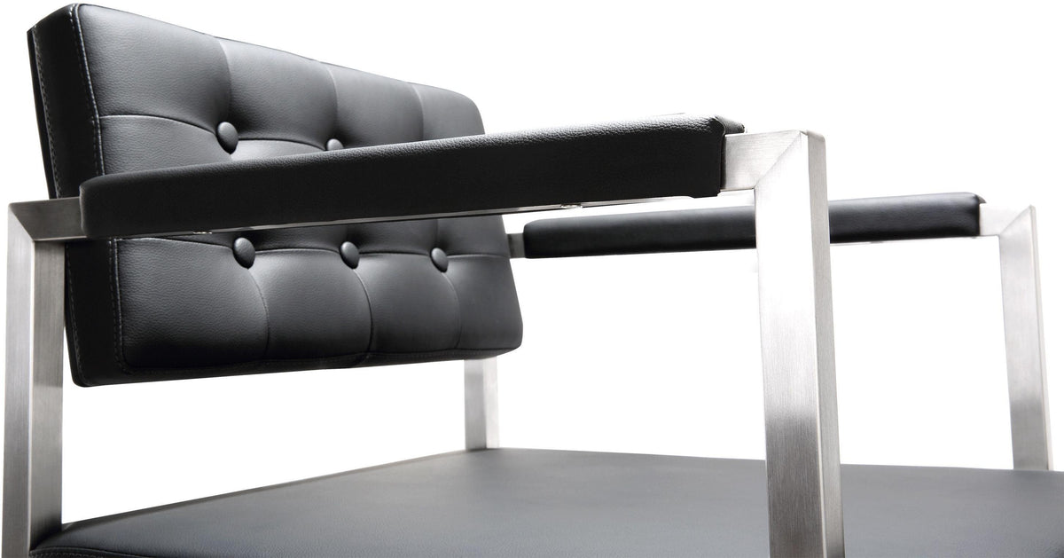 Director Black Performance Vegan Leather and Stainless Steel Counter Stool by TOV Furniture – photo 8 of 10