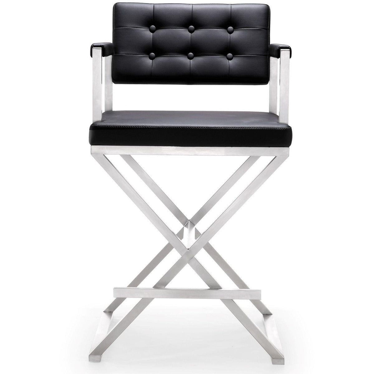 Director Performance Vegan Leather Stool With Silver Base by TOV K3624