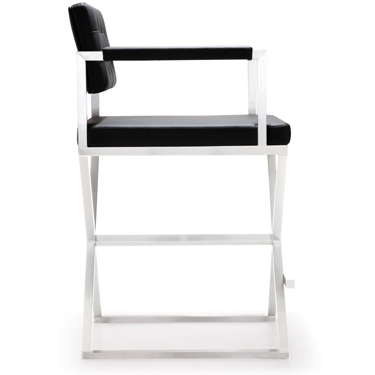 Director Performance Vegan Leather Stool With Silver Base by TOV K3626