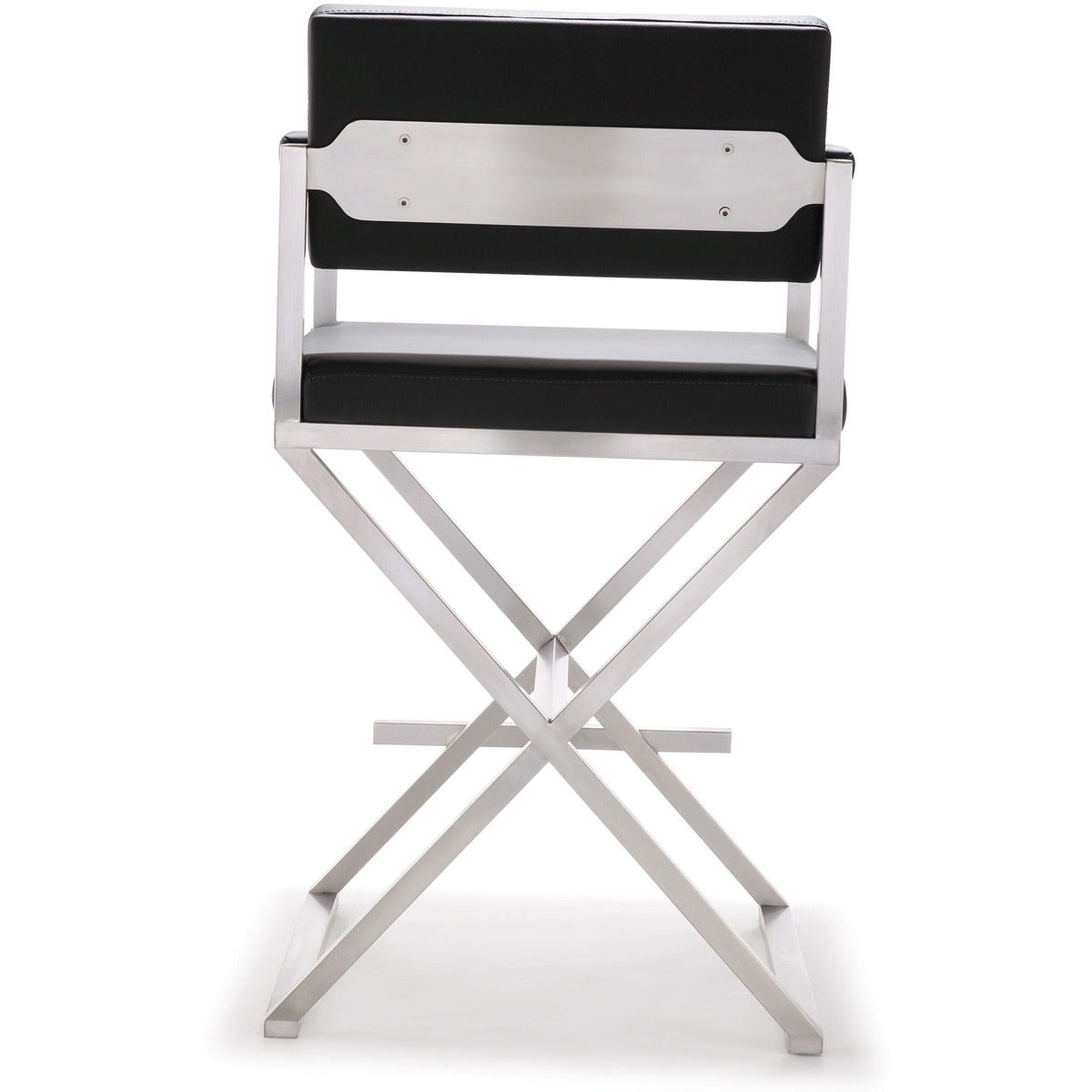 Director Performance Vegan Leather Stool With Silver Base by TOV K3623
