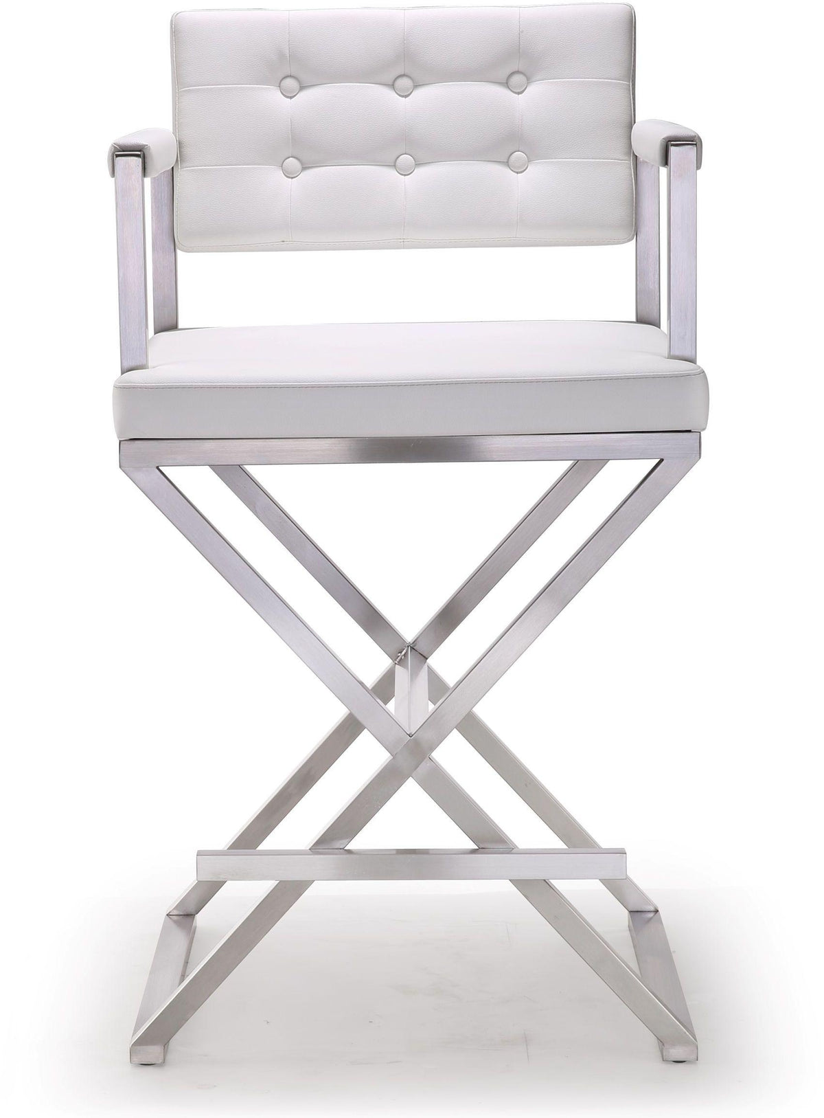 Director White Performance Vegan Leather and Stainless Steel Counter Stool by TOV Furniture – photo 3 of 10