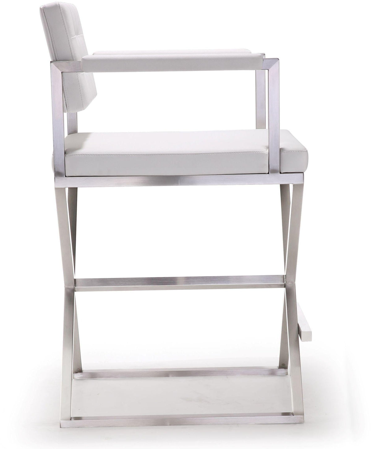 Director White Performance Vegan Leather and Stainless Steel Counter Stool by TOV Furniture – photo 4 of 10