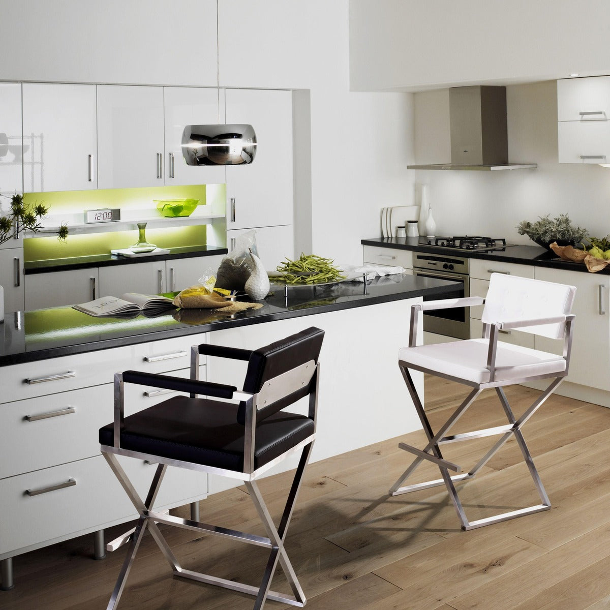 Director Performance Vegan Leather Stool With Silver Base by TOV K3625