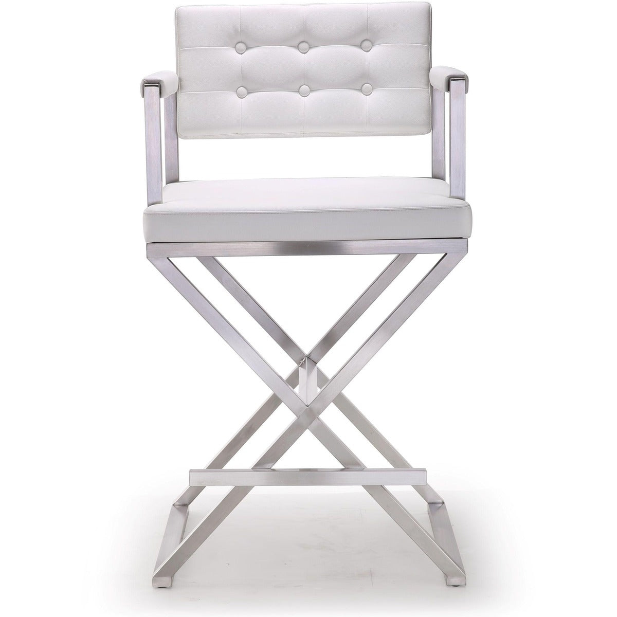 Director Performance Vegan Leather Stool With Silver Base by TOV K3623
