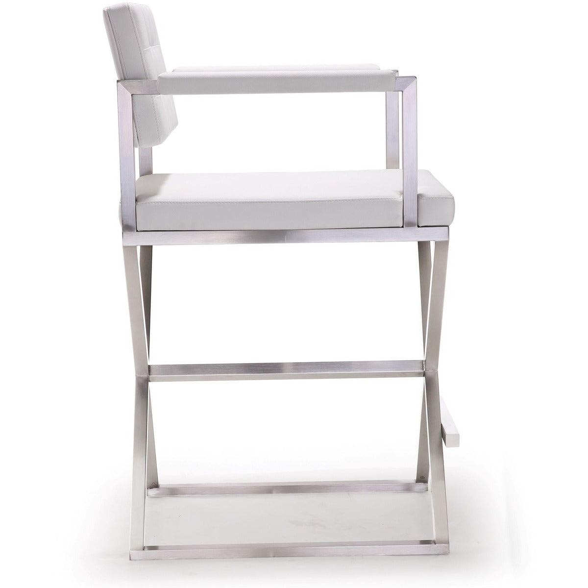 Director Performance Vegan Leather Stool With Silver Base by TOV K3626