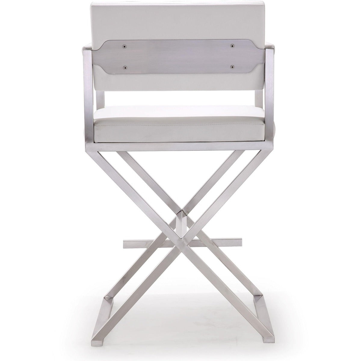 Director Performance Vegan Leather Stool With Silver Base by TOV K3623