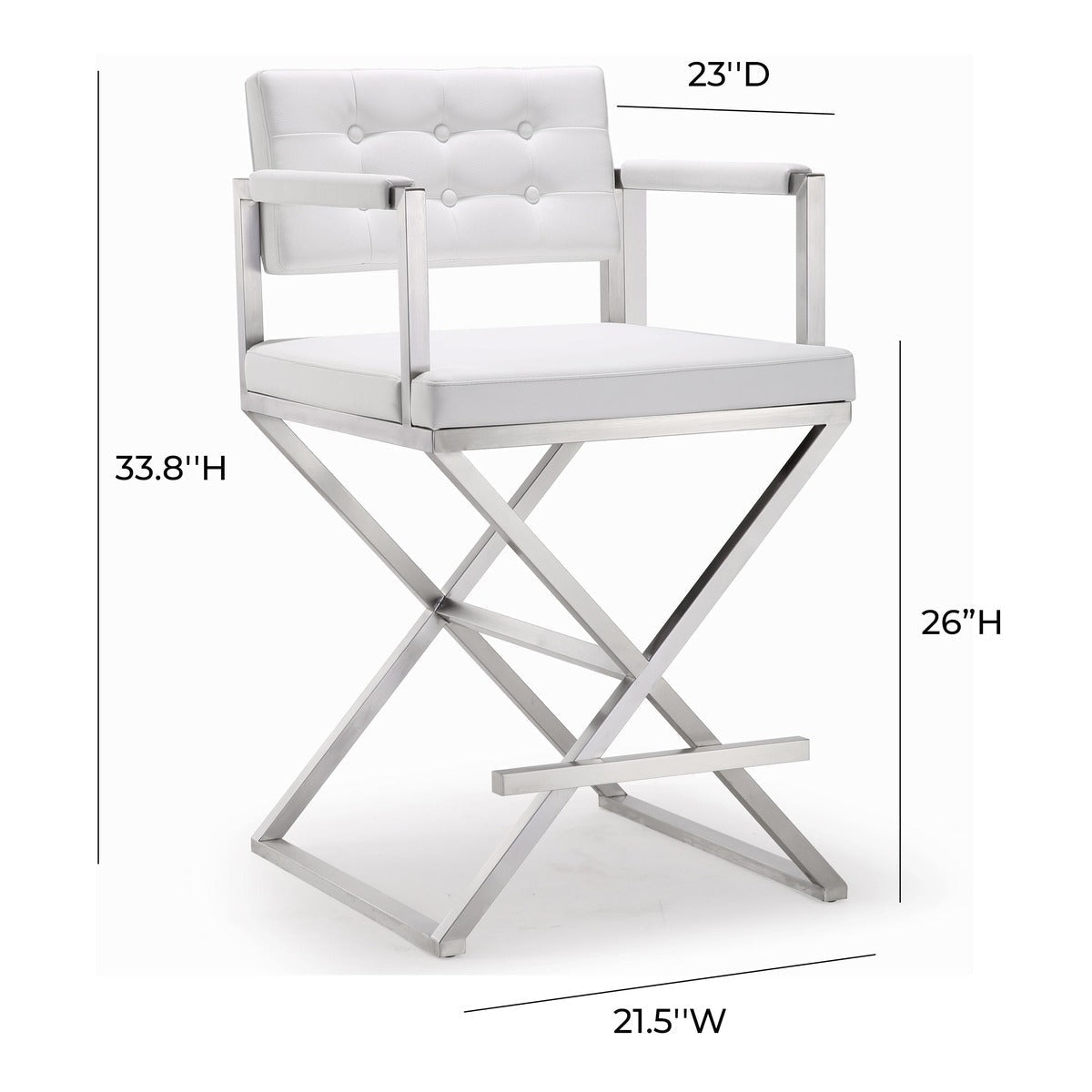 Director Performance Vegan Leather Stool With Silver Base by TOV K3623