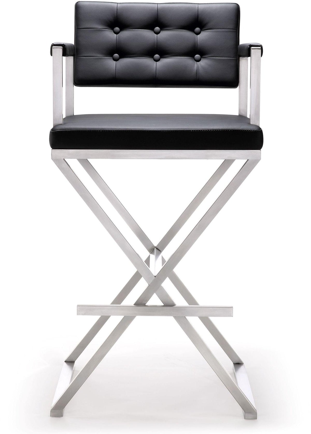 Director Black Performance Vegan Leather and Stainless Steel Barstool by TOV Furniture – photo 3 of 10