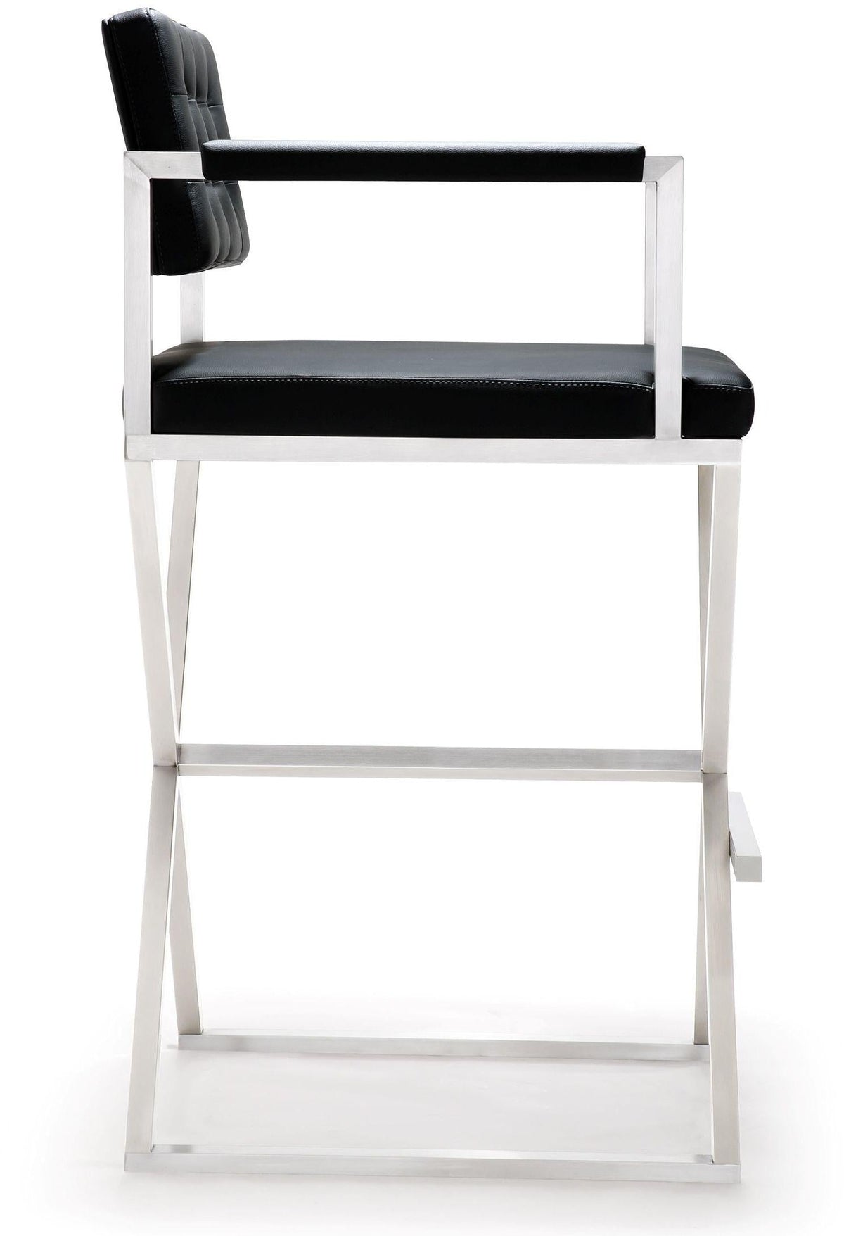 Director Black Performance Vegan Leather and Stainless Steel Barstool by TOV Furniture – photo 4 of 10