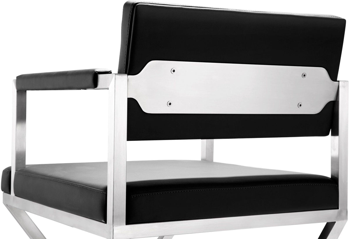 Director Black Performance Vegan Leather and Stainless Steel Barstool by TOV Furniture – photo 7 of 10