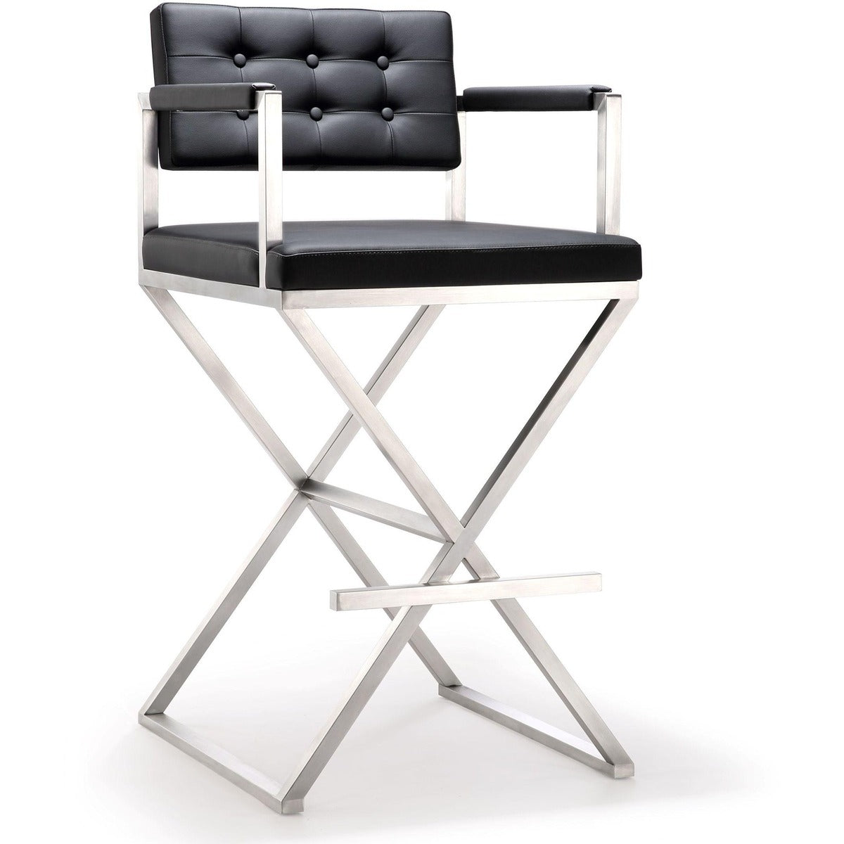 Director Performance Vegan Leather Stool With Silver Base by TOV K3625