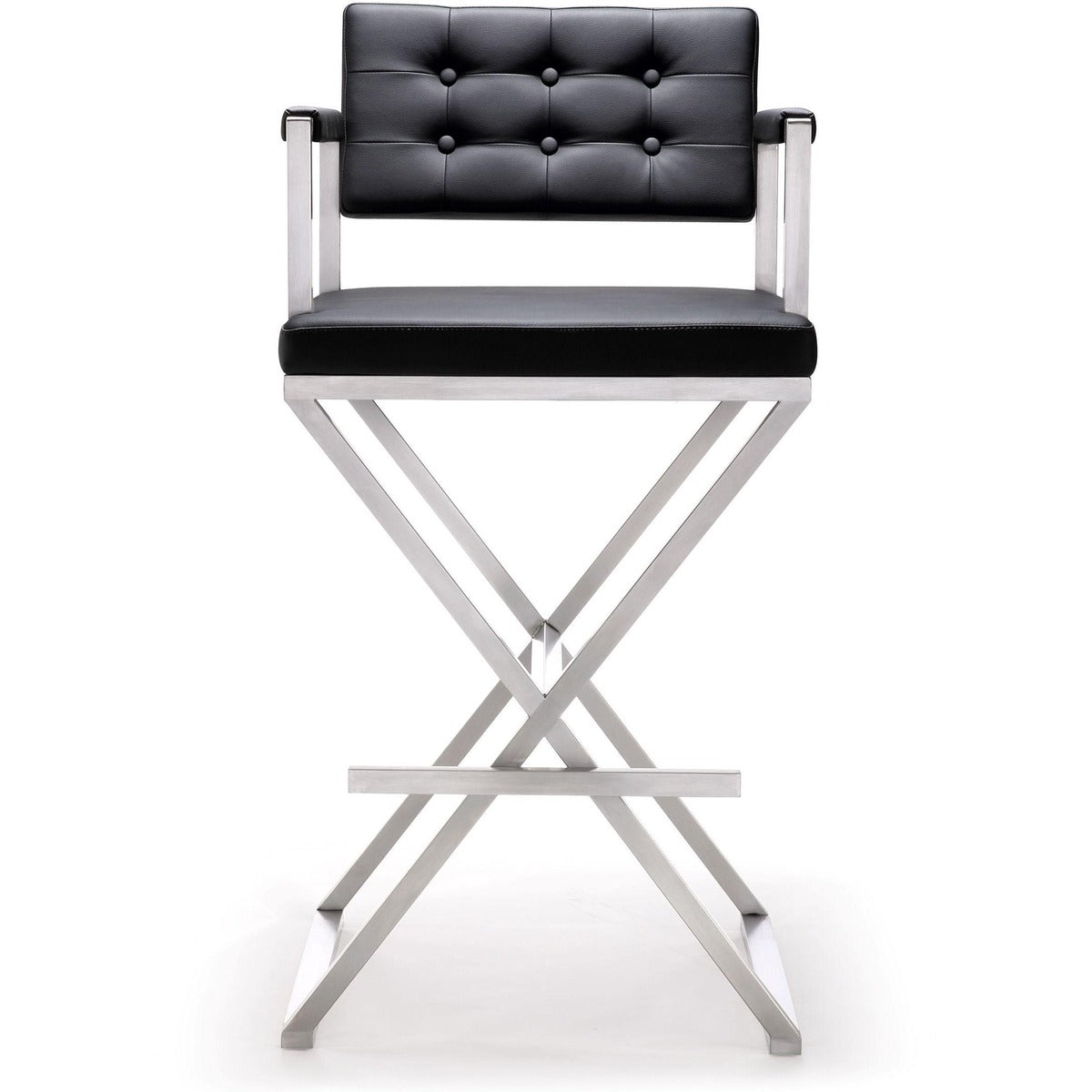 Director Performance Vegan Leather Stool With Silver Base by TOV K3625