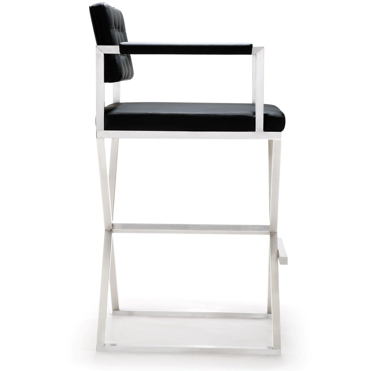 Director Performance Vegan Leather Stool With Silver Base by TOV K3626