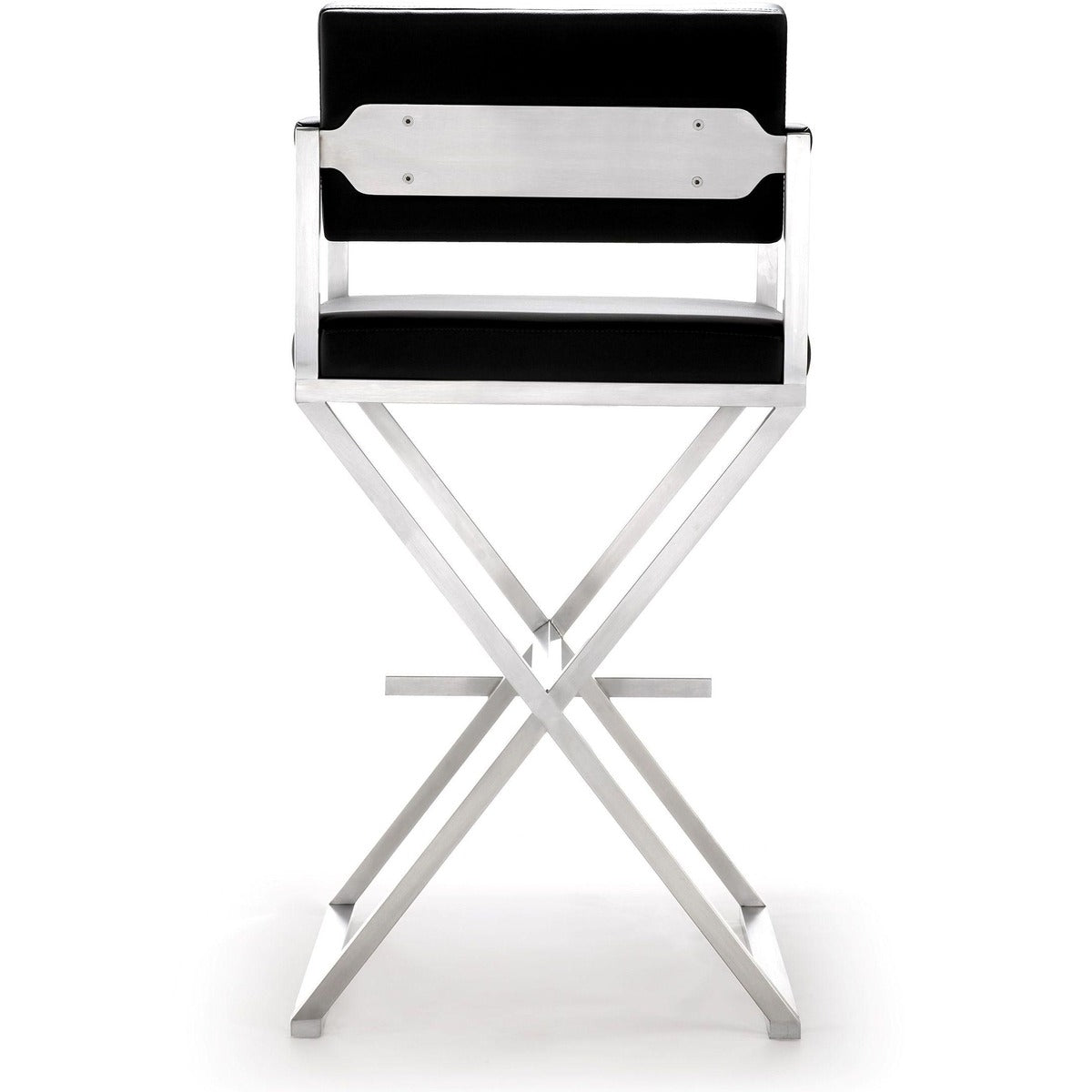 Director Performance Vegan Leather Stool With Silver Base by TOV K3623