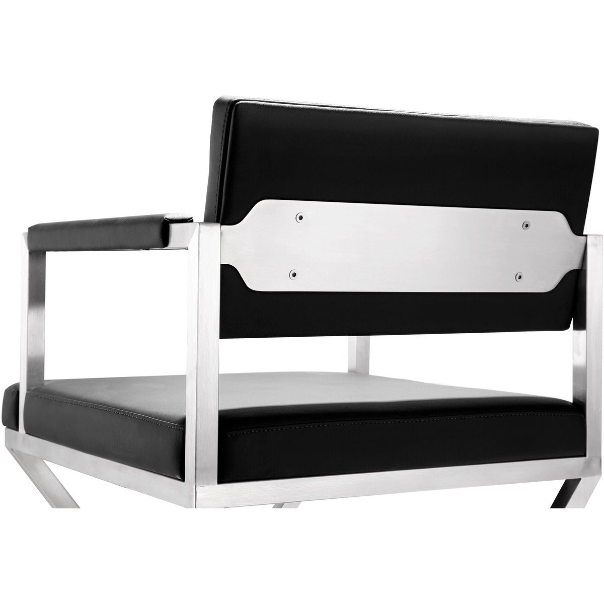 Director Performance Vegan Leather Stool With Silver Base by TOV K3625