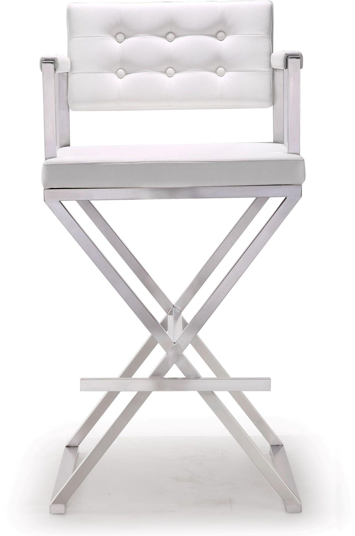 Director White Performance Vegan Leather and Stainless Steel Barstool by TOV Furniture – photo 3 of 10