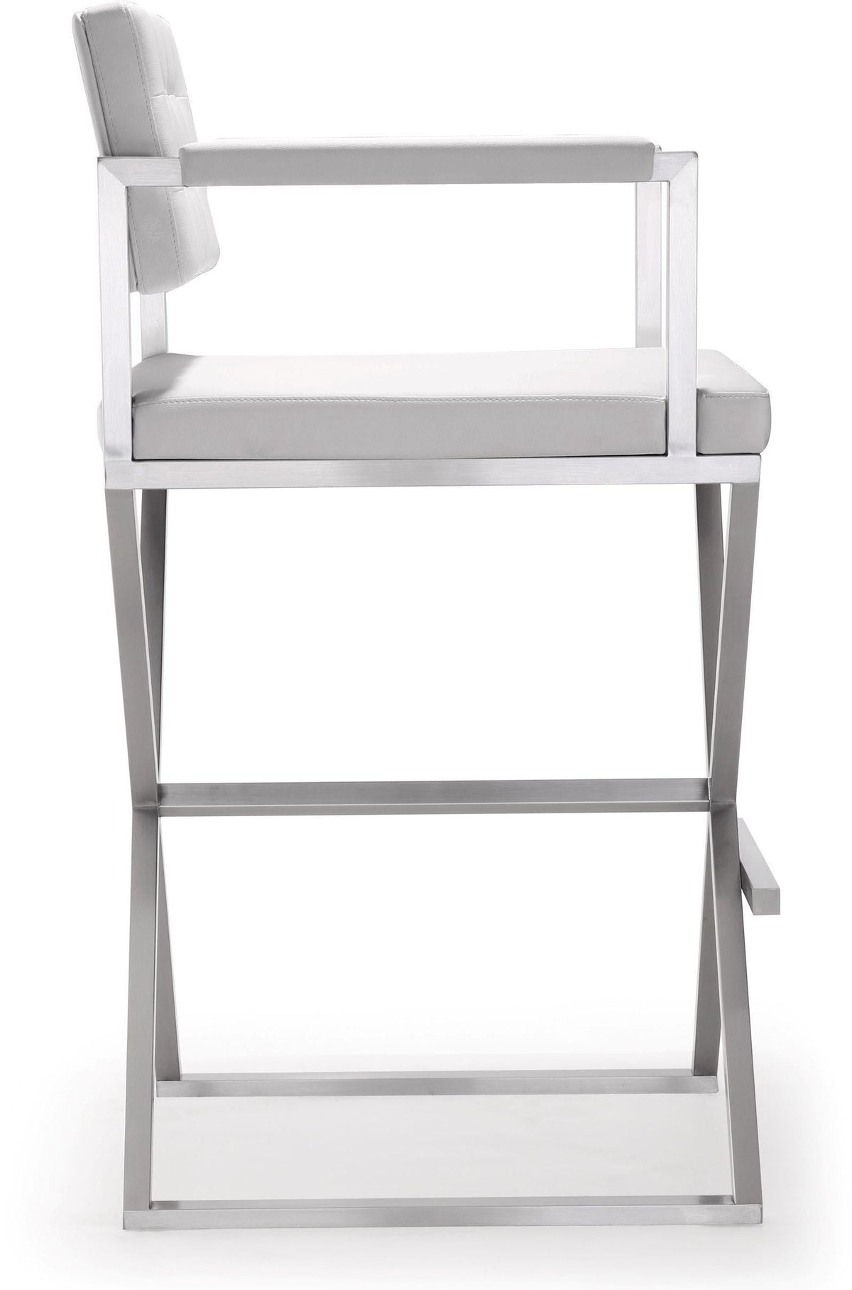 Director White Performance Vegan Leather and Stainless Steel Barstool by TOV Furniture – photo 4 of 10