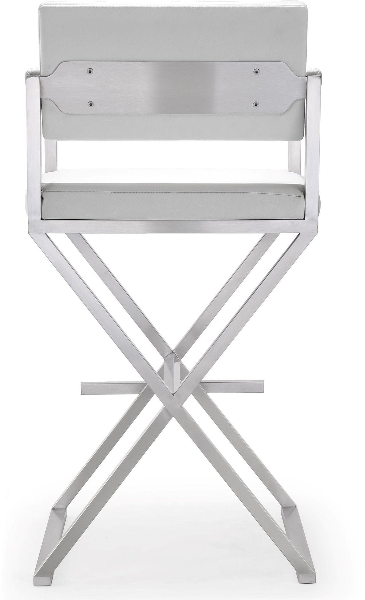 Director White Performance Vegan Leather and Stainless Steel Barstool by TOV Furniture – photo 5 of 10