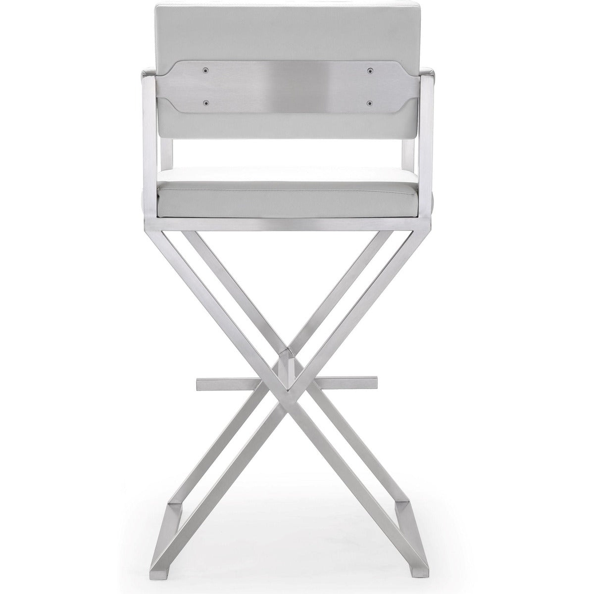 Director Performance Vegan Leather Stool With Silver Base by TOV K3623