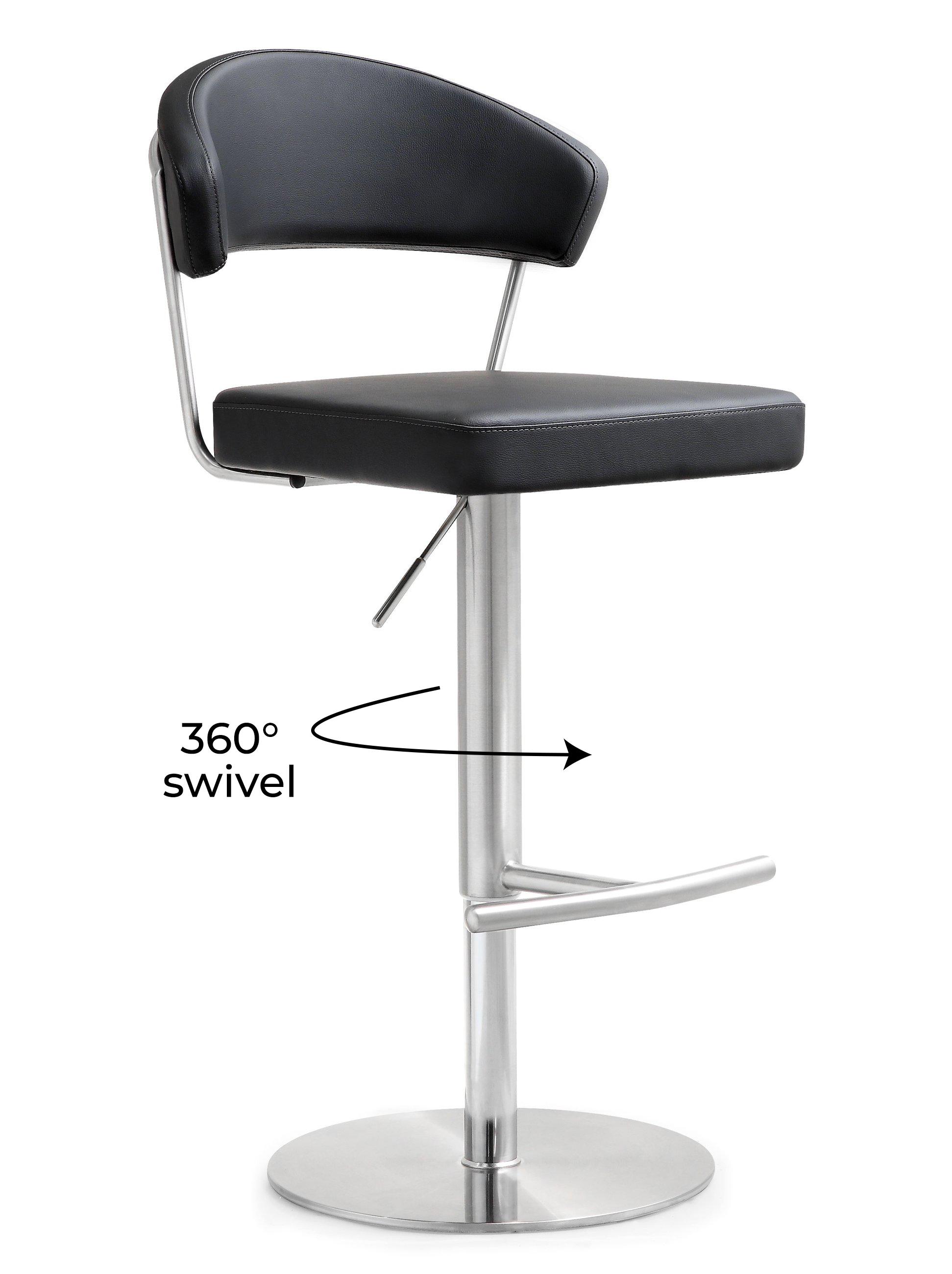 Cosmo Performance Vegan Leather Adjustable Stool Black by Tov Furniture