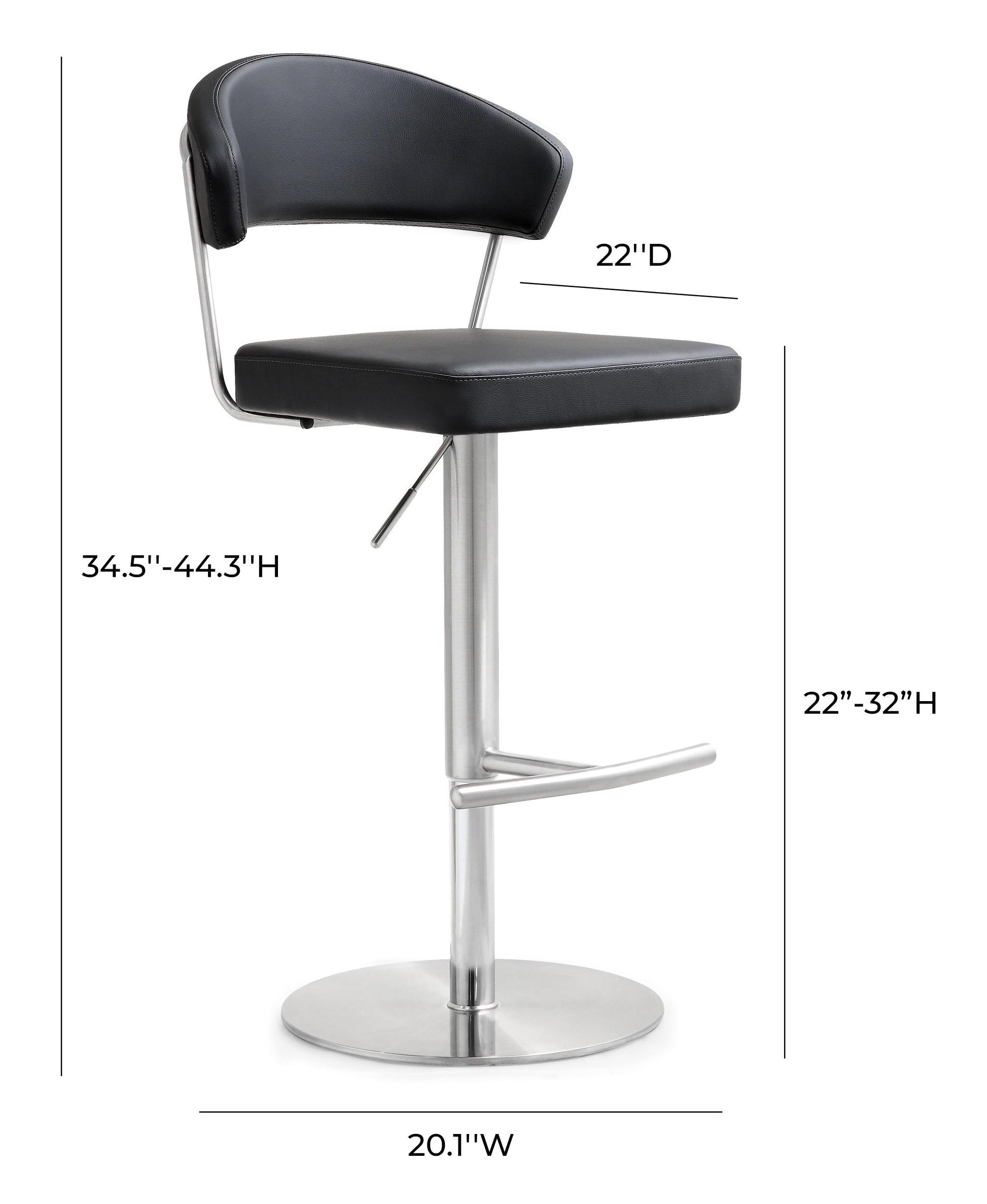 Cosmo Performance Vegan Leather Adjustable Stool Black by Tov Furniture