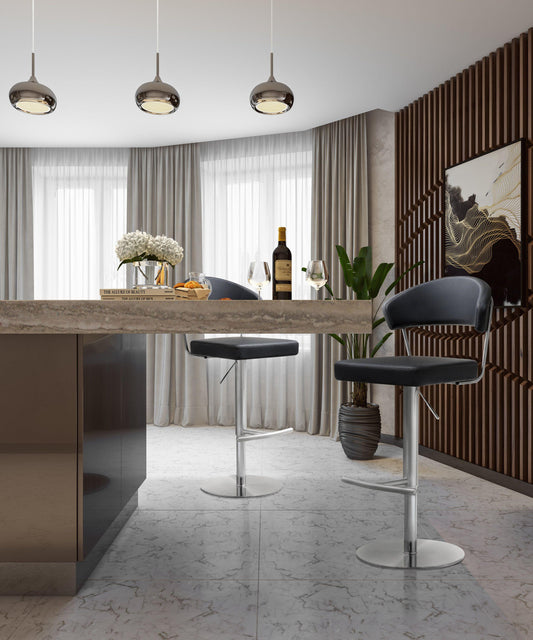 Cosmo Black Performance Vegan Leather and Stainless Steel Barstool by TOV Furniture – photo 9 of 11