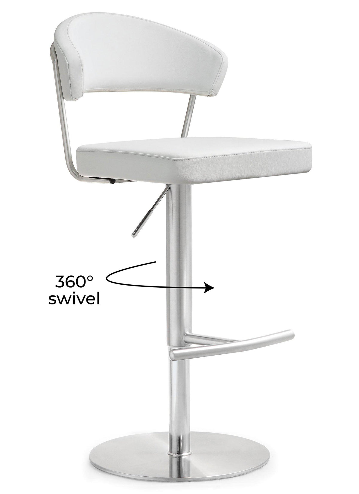 Cosmo White Performance Vegan Leather and Stainless Steel Barstool by TOV Furniture – photo 7 of 11