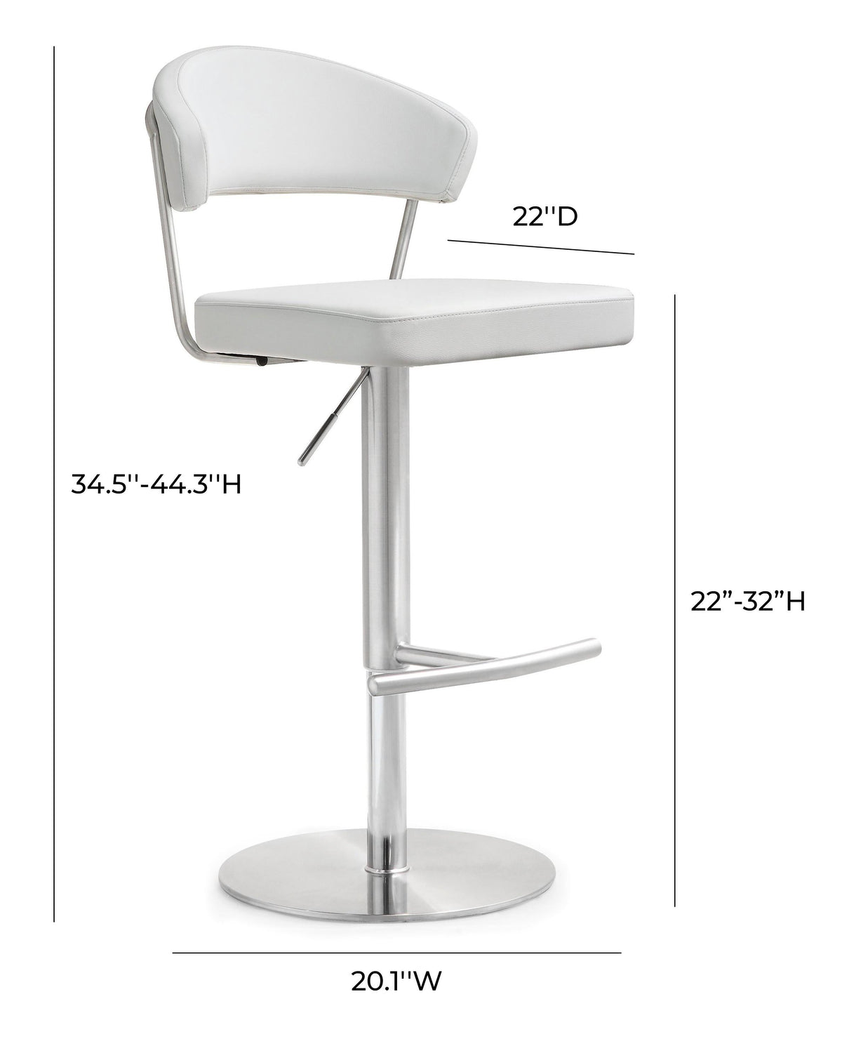 Cosmo White Performance Vegan Leather and Stainless Steel Barstool by TOV Furniture – photo 8 of 11
