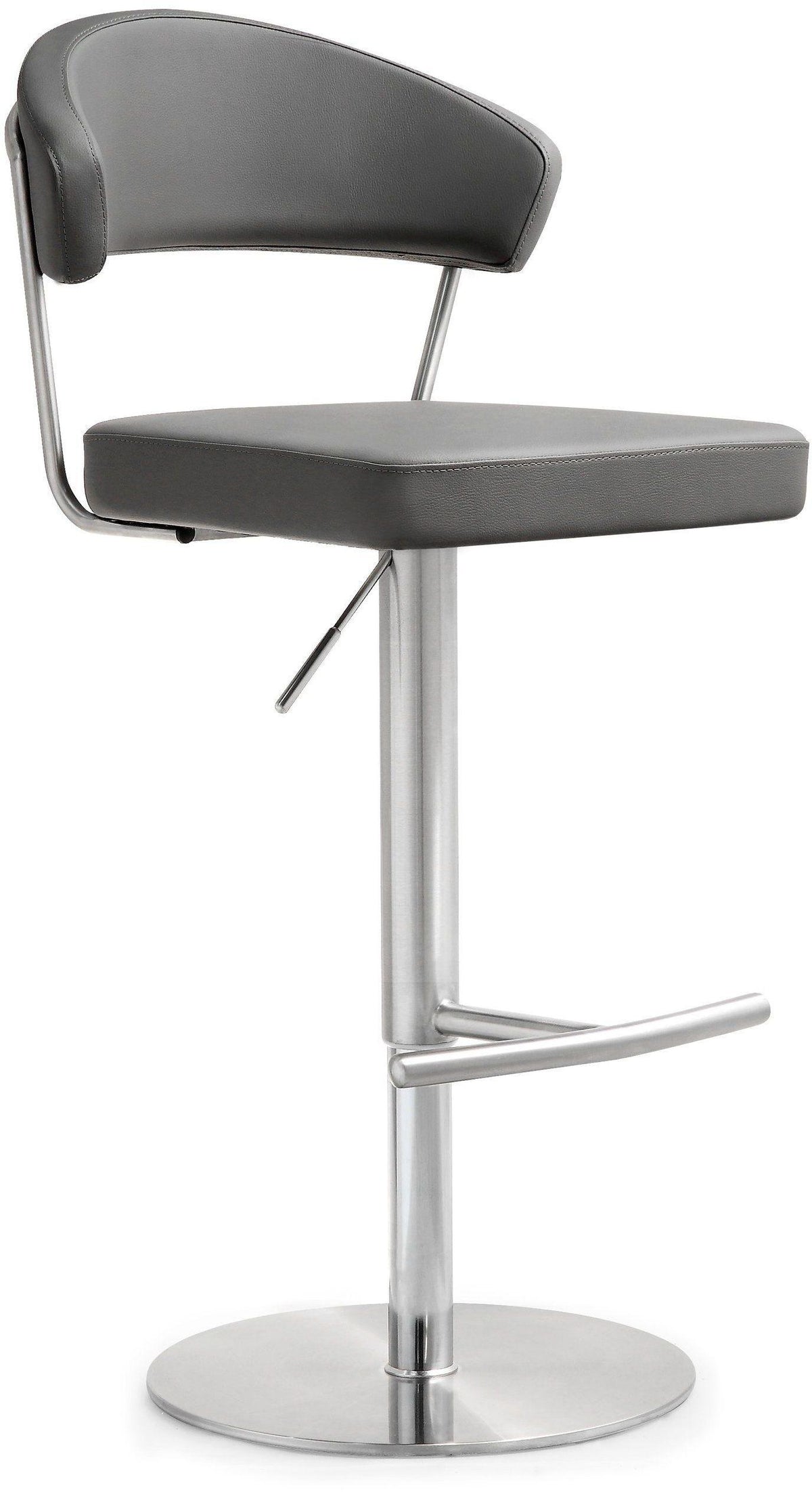 Cosmo Grey Performance Vegan Leather and Stainless Steel Barstool by TOV Furniture – photo 1 of 11