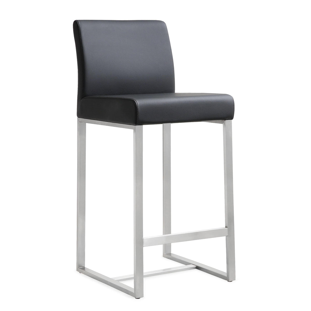 Denmark Black Performance Vegan Leather and Stainless Steel Counter Stool - Set of 2 by TOV Furniture – photo 3 of 10