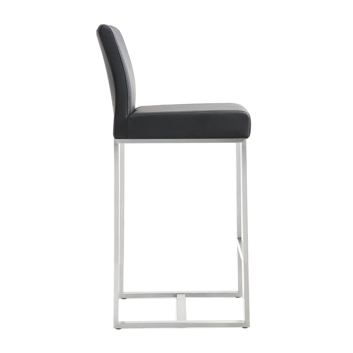 Denmark Black Performance Vegan Leather and Stainless Steel Counter Stool - Set of 2 by TOV Furniture – photo 4 of 10