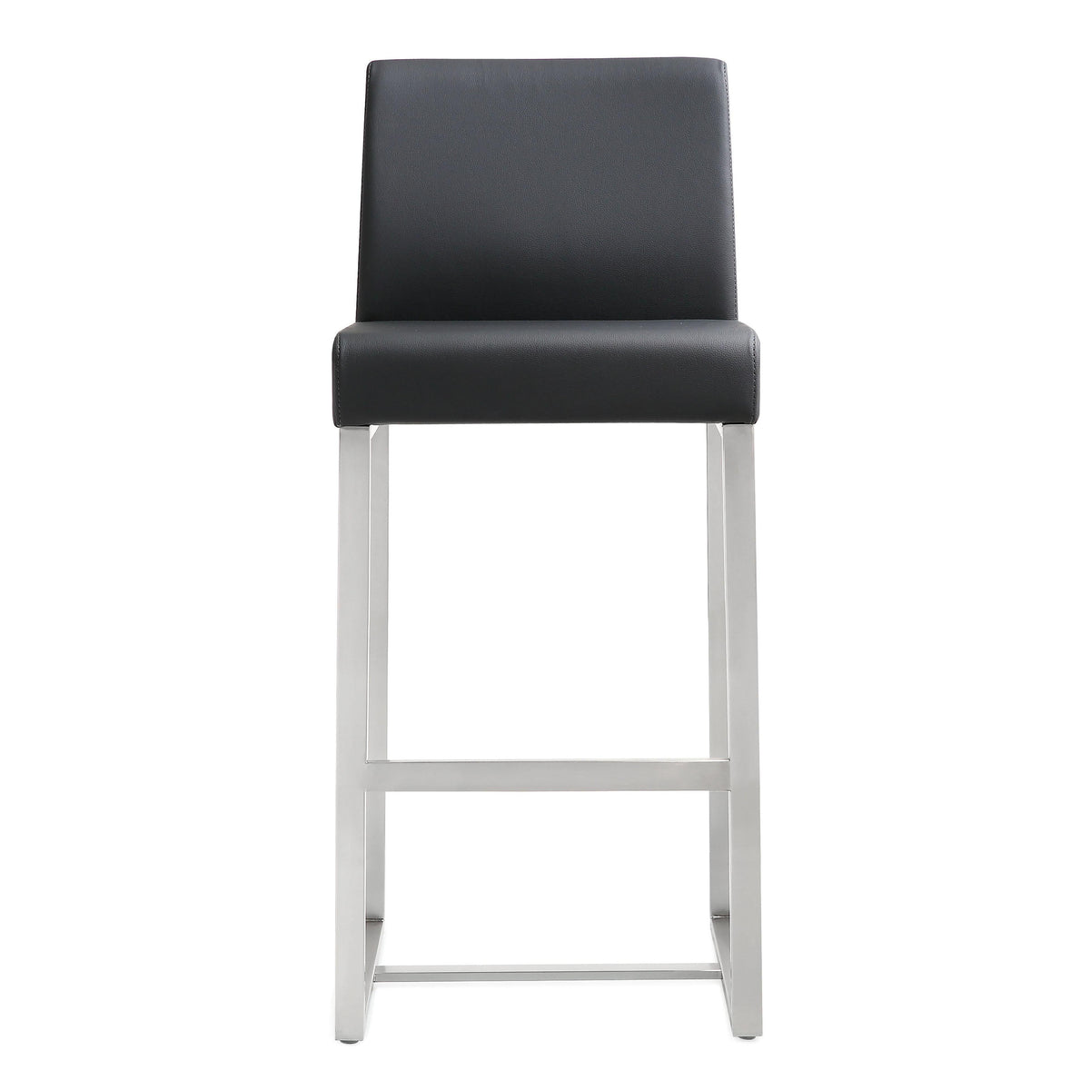 Denmark Black Performance Vegan Leather and Stainless Steel Counter Stool - Set of 2 by TOV Furniture – photo 5 of 10