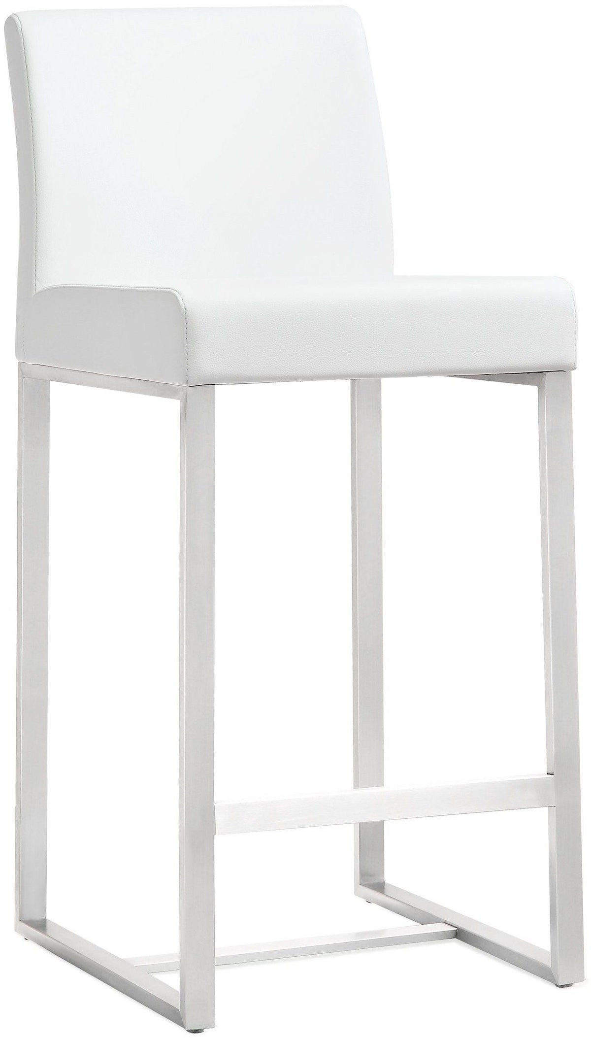 Denmark White Performance Vegan Leather and Stainless Steel Counter Stool - Set of 2 by TOV Furniture – photo 3 of 10