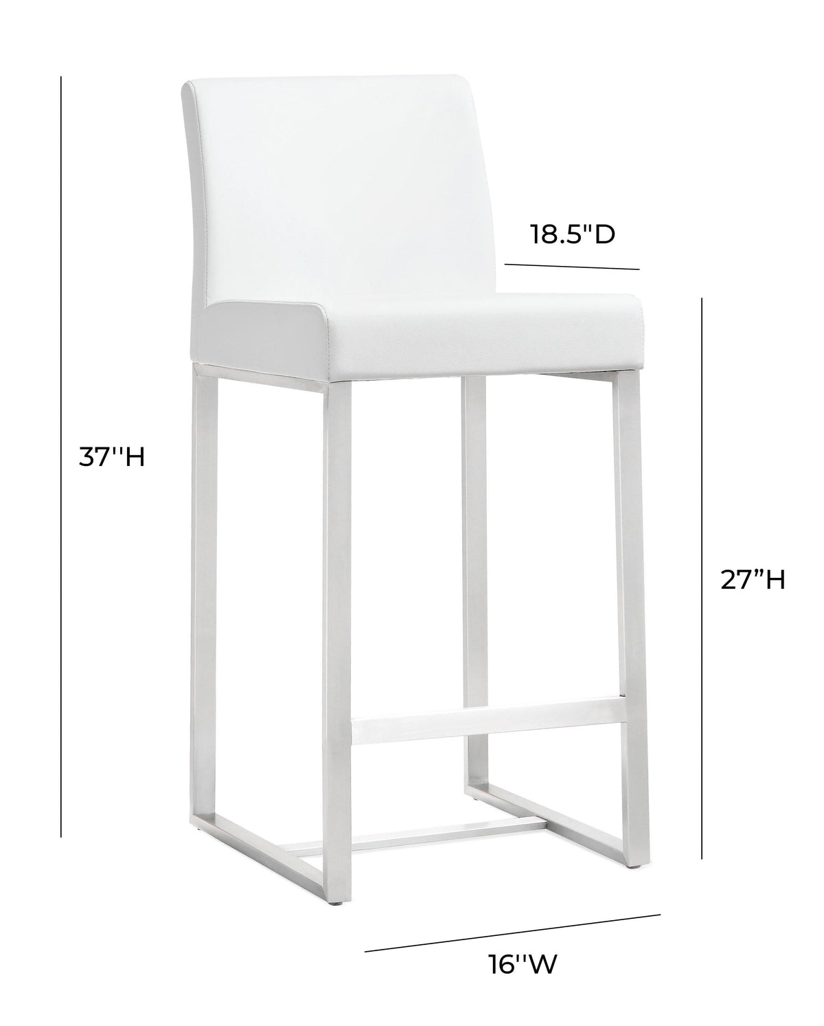 Denmark White Performance Vegan Leather and Stainless Steel Counter Stool - Set of 2 by TOV Furniture – photo 9 of 10
