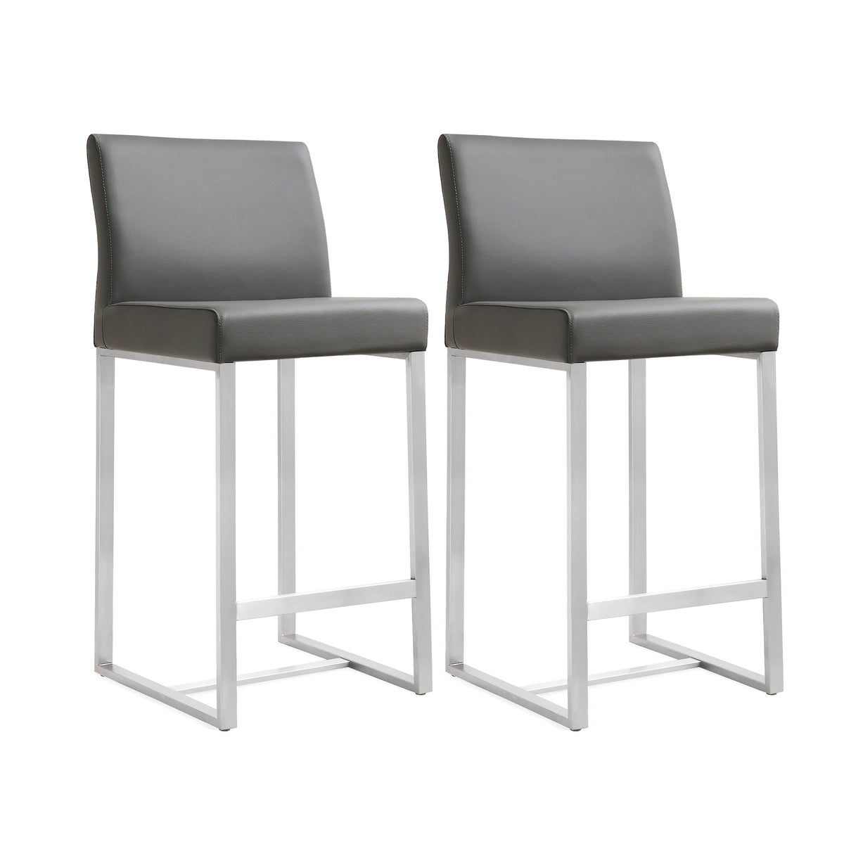 Denmark Grey Performance Vegan Leather and Stainless Steel Counter Stool - Set of 2 by TOV Furniture – photo 1 of 10